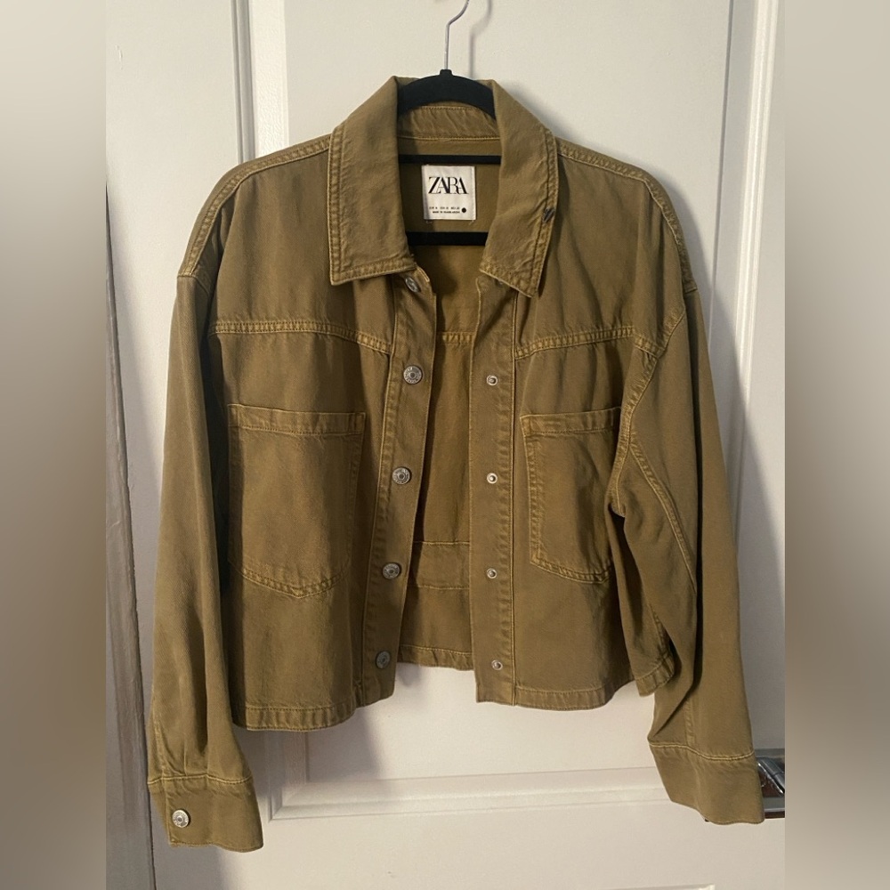 Olive cropped jacketet
